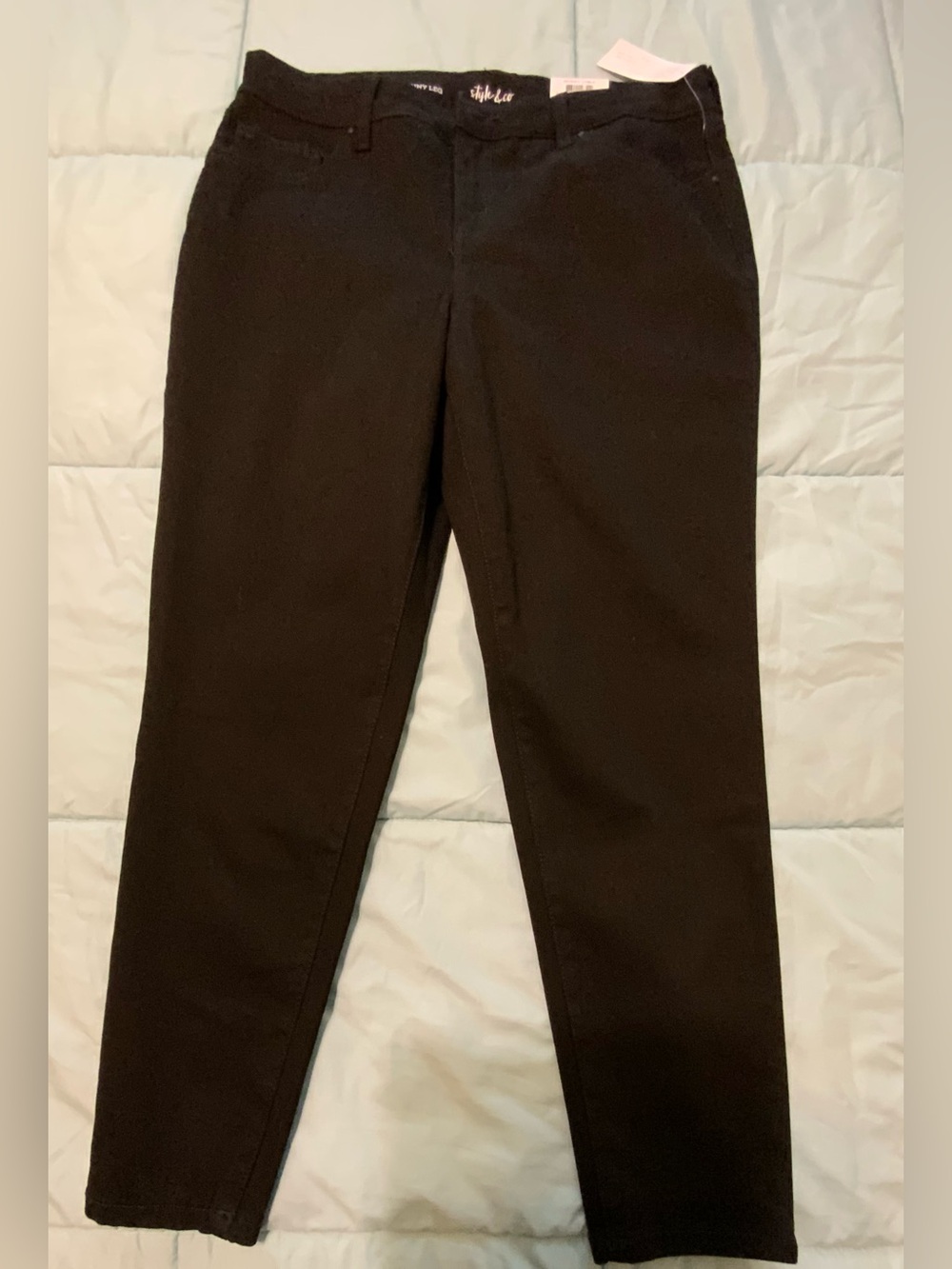 Style & Co Women’s Black Skinny Leg Curvy Pants Black Size 12 Petite NEW
